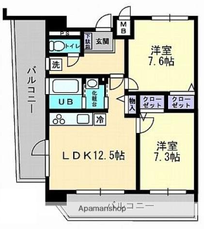 VILLAFELICE(2LDK/4階)の間取り写真