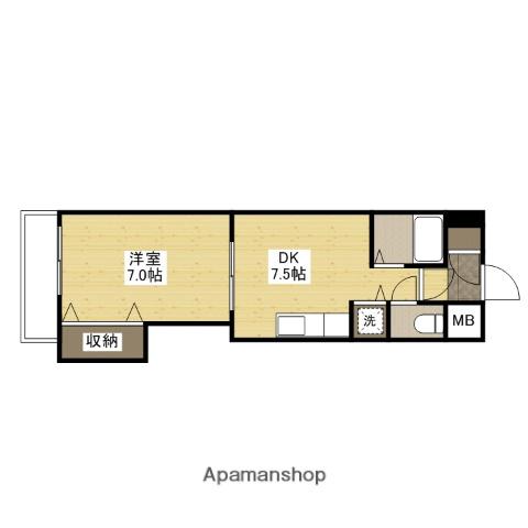 ミッションデルタ(1DK/6階)の間取り写真