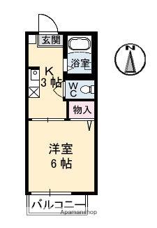 クレール五月が丘(1K/2階)の間取り写真