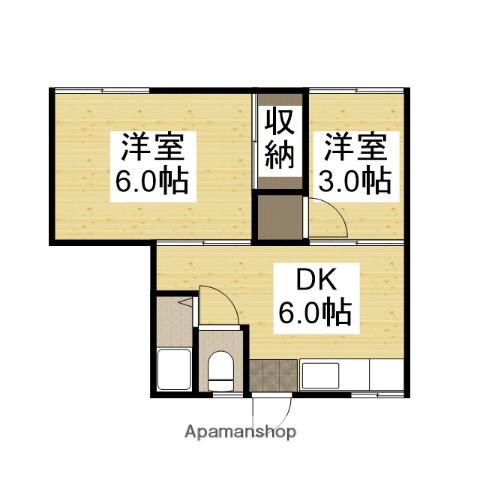 亀田アパート(2DK/1階)の間取り写真