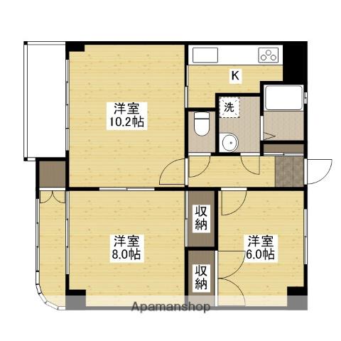 メリベール永田(3K/4階)の間取り写真