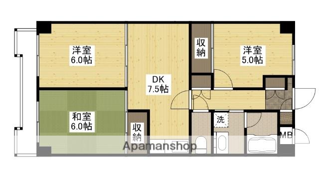 東邦マンション(3DK/3階)の間取り写真