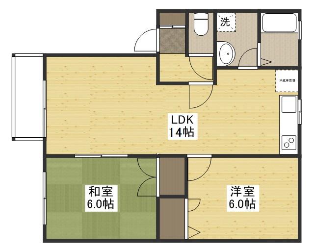 パークハイツ野田A棟(2LDK/2階)の間取り写真