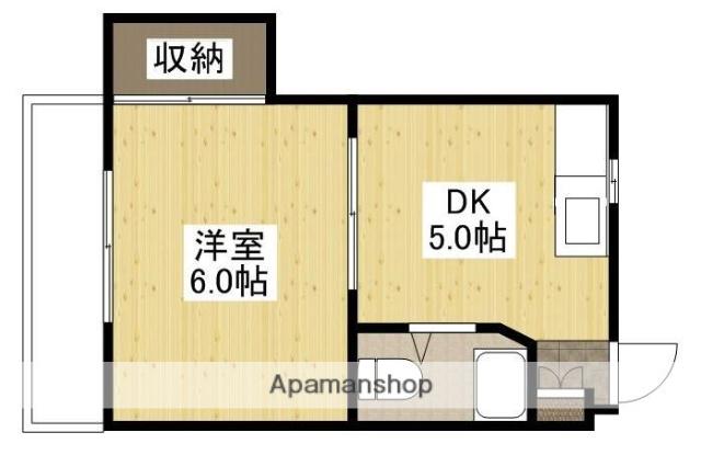 大宮グリーンコーポ(1DK/3階)の間取り写真