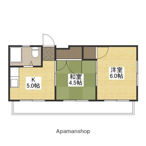 大宮グリーンコーポ(2K/1階)の間取り写真