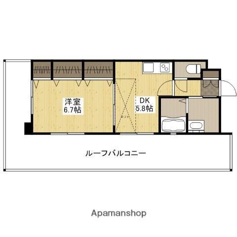 第9小谷ビル(1DK/13階)の間取り写真