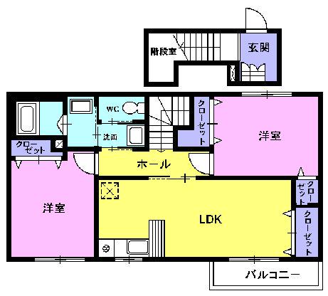 ソレイユ2番館(2LDK/2階)の間取り写真