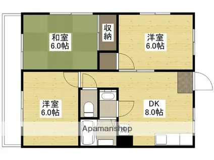 コーポ熊本(3DK/4階)の間取り写真