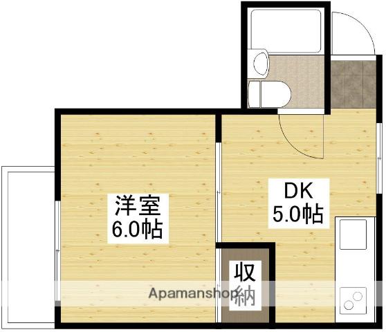 コーポ浜崎(1DK/3階)の間取り写真