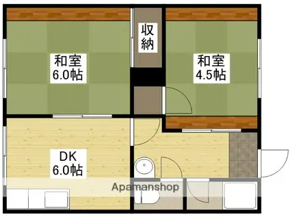 木野内アパート(2DK/2階)の間取り写真