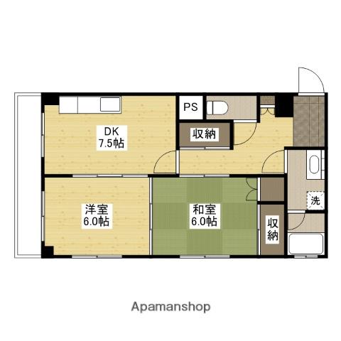 セレッソコート庚午中(2DK/3階)の間取り写真
