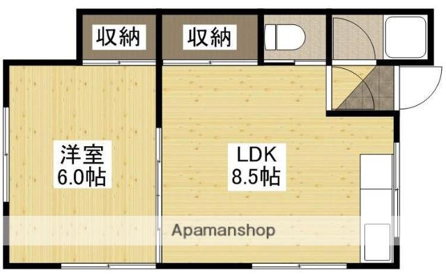 ホワイトホーム皆実1号棟(1LDK/1階)の間取り写真