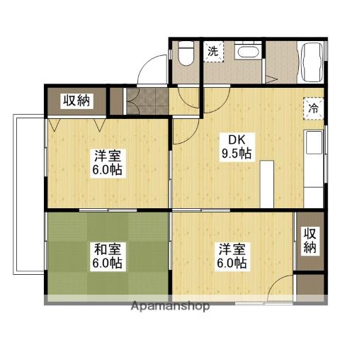 セジュール加美B棟(3DK/1階)の間取り写真