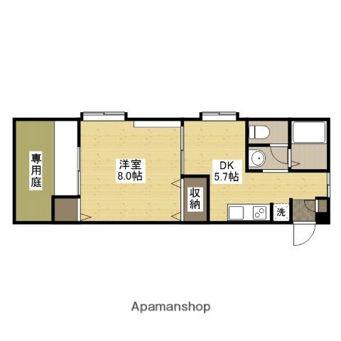 サウザンクロス鄕田(1DK/1階)の間取り写真