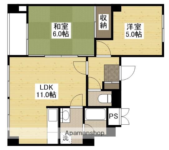 HKビル(2LDK/3階)の間取り写真