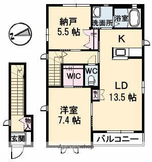 プランドールKR(1SLDK/2階)の間取り写真