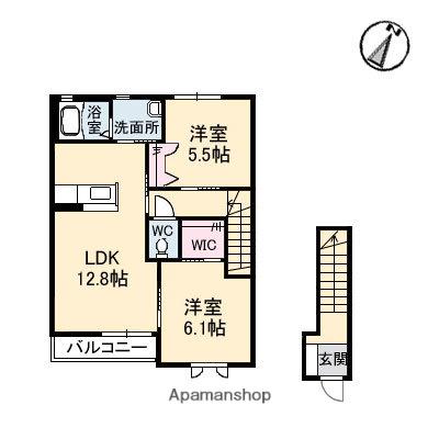 Iメゾン亀山(2LDK/2階)の間取り写真