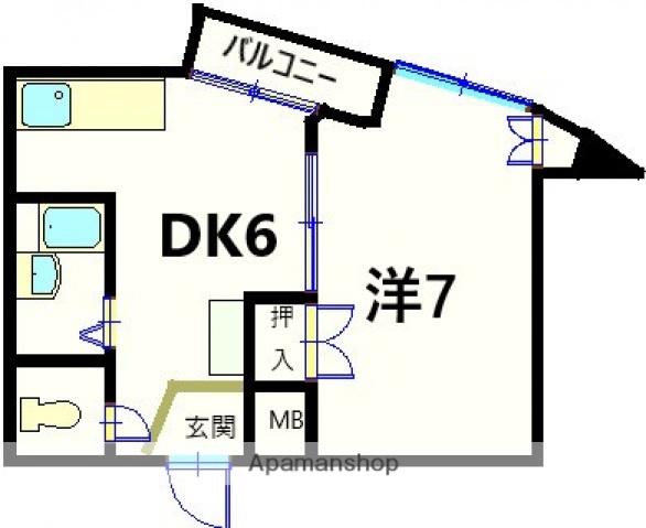 ハイムサンシルク(1DK/5階)の間取り写真