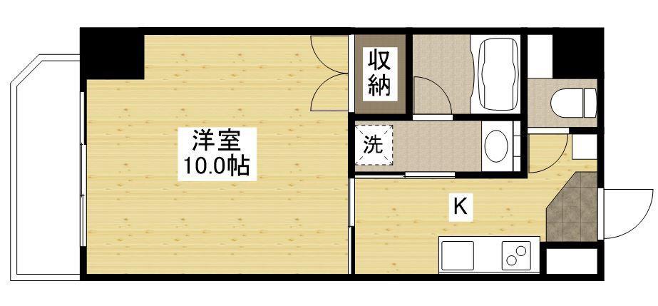 アンソレイユ舟入南(1K/1階)の間取り写真