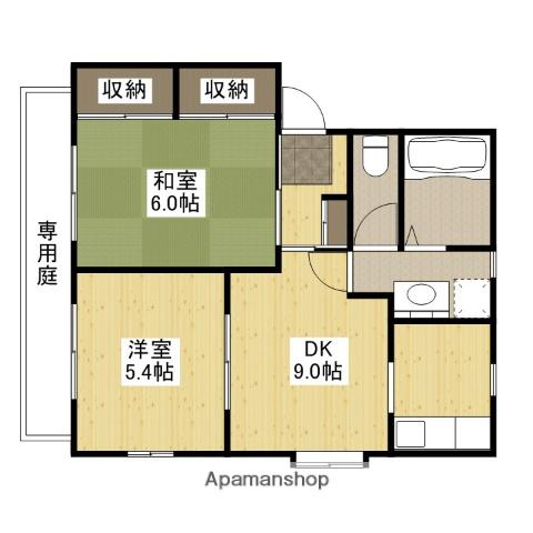 パークヒル井口A棟(2DK/1階)の間取り写真