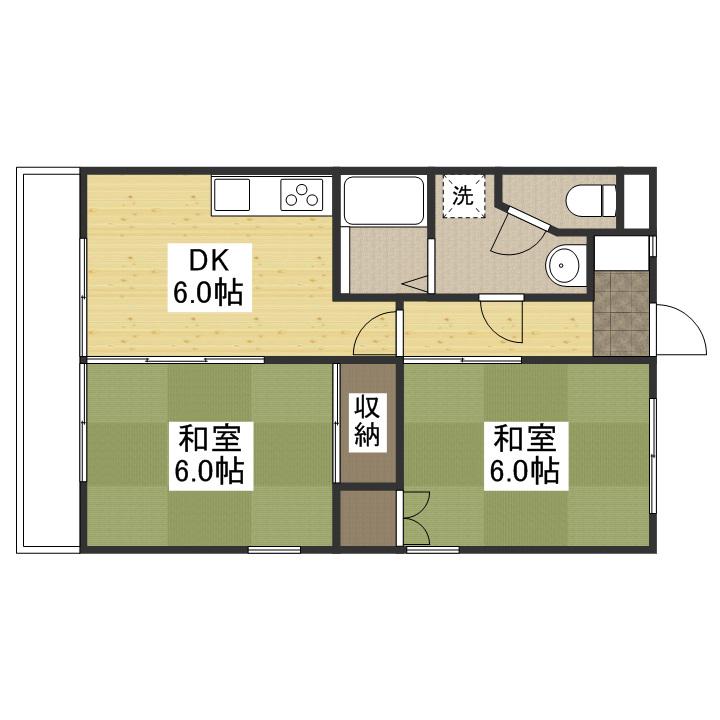 八木フラット(2DK/3階)の間取り写真