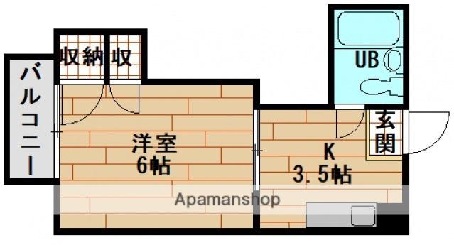 コーポ安留(1K/2階)の間取り写真
