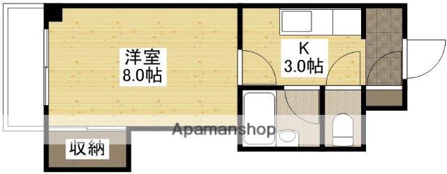 ひつじビル(1K/4階)の間取り写真