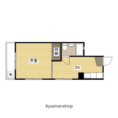 山肩ビル(1DK/2階)の間取り写真