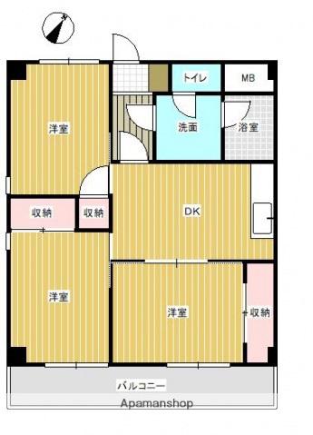 ハイネス秀(3DK/4階)の間取り写真