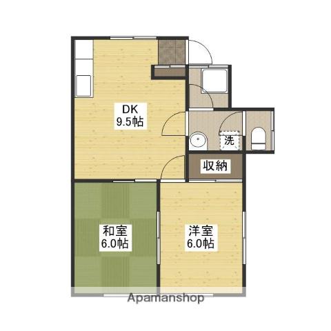 三宅第2アパート(2DK/2階)の間取り写真