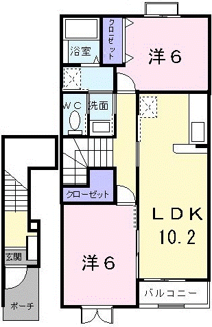 サニーヒルⅡ(2LDK/2階)の間取り写真