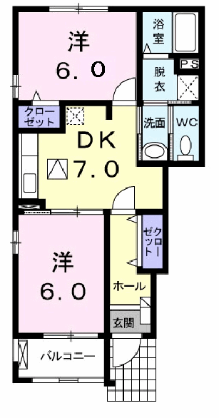 フォーリストクスジⅡ(2DK/1階)の間取り写真