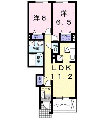ピチカート(2LDK/1階)の間取り写真