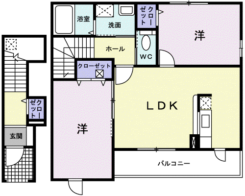 グラースプラシード(2LDK/2階)の間取り写真