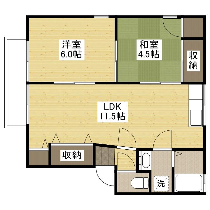 パールハイツ(2LDK/2階)の間取り写真