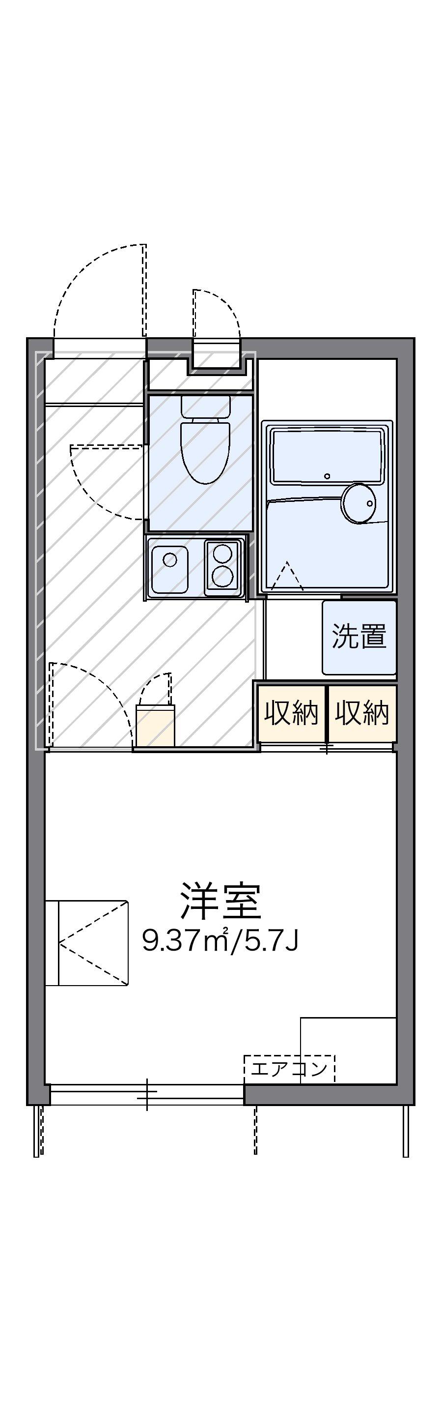 レオパレスFUTASE(1K/1階)の間取り写真
