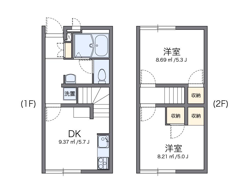 レオパレスDACHIKA(2DK/1階)の間取り写真