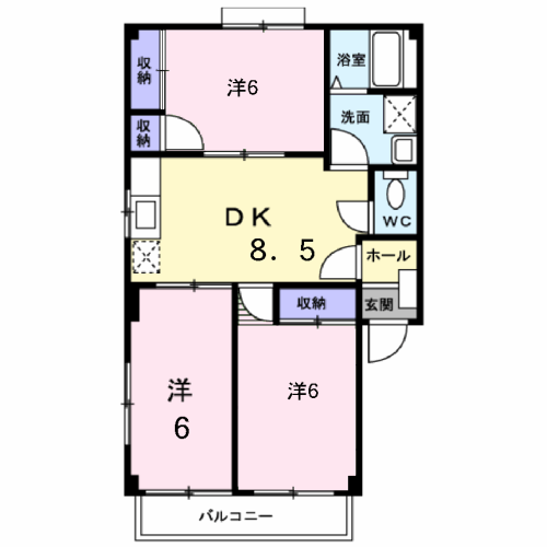 可部線 安芸長束駅 徒歩14分 3階建 築32年(3DK/3階)の間取り写真