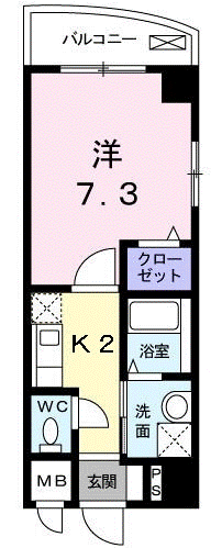 クラールアヴェニュー(1K/2階)の間取り写真
