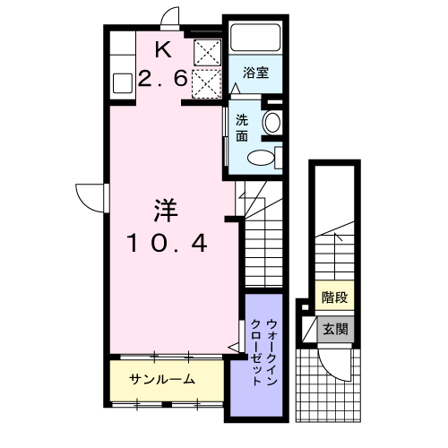 グラース・エム(ワンルーム/2階)の間取り写真