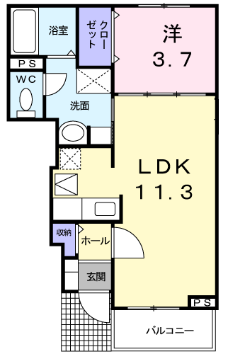 メゾン山中B(1LDK/1階)の間取り写真