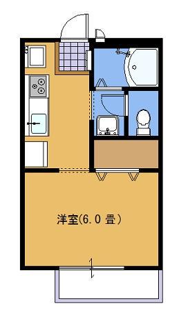 ビーライン東原(1K/1階)の間取り写真