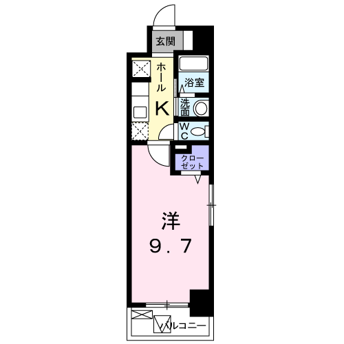 カーサヴィオラ(1K/5階)の間取り写真