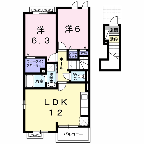 スペランツァⅠ(2LDK/2階)の間取り写真