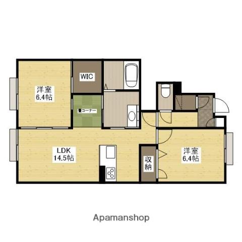 ラ・スリーズガーデン E棟(2LDK/1階)の間取り写真