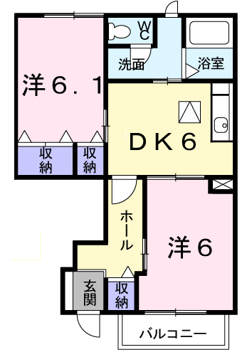 エテルノ(2DK/1階)の間取り写真