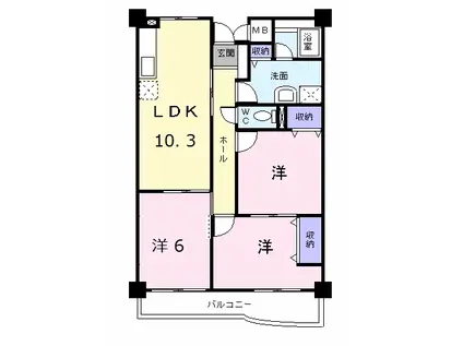 ピアシェーレ山崎(3LDK/4階)の間取り写真