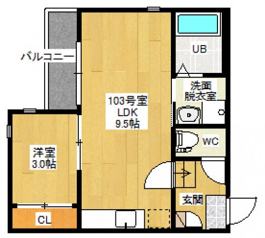 GRANDTICプラセジュール(1LDK/1階)の間取り写真