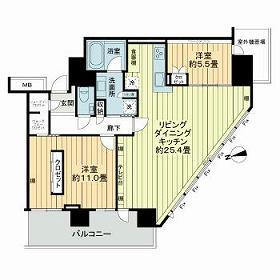 ザ・パークハウス広島タワー(2LDK/20階)の間取り写真