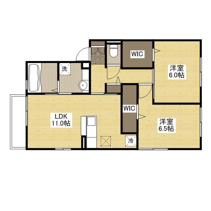 クレスト長束西(2LDK/1階)の間取り写真